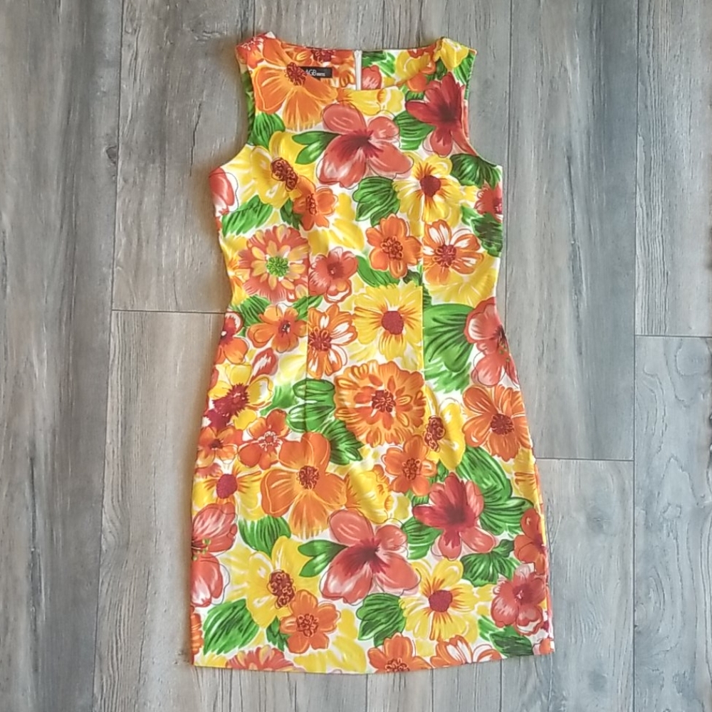 AGB Bright Floral Dress, Size 8